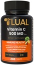 LUAL Vitamin C 500mg Chewable Tablets, Tropical Fruit Flavor, Immune Support & Antioxidant Supplement, Gluten Free, 200 Chewable Tablets
