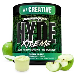 PROSUPS先生 Hyde Xtreme Pre Workout Powder with Creatine, Beta Alanine & Cafeine - 极端能源,泵,焦点和性能 - 适合男女体格和健身补充品(绿色苹果,30种服务)