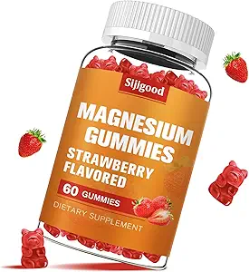 高吸收性镁(Glycinate Gummys) 每服600毫克 - 60 Vegan Gummys - 促进健康放松、肌肉、骨骼和成人能源支持