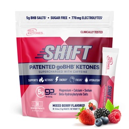 真正的 Ketones BHB 外源 Ketones 饮用 Mix Packets Keto 电解片 Powder Packets 无糖 配以 4 主快快电解片 Plus 水解 专利 Keto BHB - 30 混合贝里咖啡因