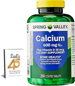 泉谷钙 600 mg+维生素D3,250 配药片. 骨健康支助补编。 每块药丸800IU维生素D,45个糖尿病解码