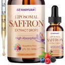 Liposomal Saffron Supplements, 89 mg Saffron Extract Liquid Drops with Ashwagandha, Turmeric, Vitamin A & D3 for Antioxidant, Immune, Mood, Energy, Focus & Sleep, Mixed Berry Flavor 2 Fl Oz