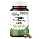 Wild & Organic White Mulberry Leaf Extract Capsules 500 mg - Antioxidant & Overall Support - Pure Mulberry Powder Supplement - Morus Alba Leaf - Vegan, No Fillers, Non-GMO - 60 Count