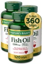 Nature’s Bounty Fish Oil, 1200mg, 360mg of Omega-3, 120 (3 Pack , 360 Total) Softgels 120 Softgels