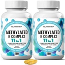NutraPep Methylated B-Complex Vitamins - Complete Methyl B Complex Multivitamin with Bioactive B9 5-MTHF B6 B12 - MTHFR Support Supplement for Brain Heart Energy (Pack of 2)