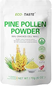 ECO-TASTE Pine Pollen Powder 6 Ounce, 野生收获- Pinus Tabuliformis, 99%的裂缝细胞壁