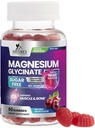 Magnesium Glycinate Supplement Gummies - Magnesium Supplement with Bone Muscle Heart Health & Sleep Support - Gentle on Stomach & Chelated for Max Absorption - Grape Flavor & Sugar Free - 60 Gummies