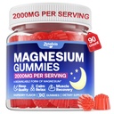 90 Count | Magnesium Gummies for Women & Men, Support Calm, Restful Sleep & Muscle Health, Sugar Free, Vegan, Non-GMO, Raspberry Flavor