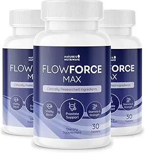 FlowForceMax 草药支持补编 - Saw Palmetto 提取的天然植物配方 30块可切片,3个月供应,美国制造