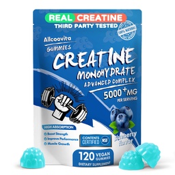 Creatine Monohydrate Gummys Complex for Men and Women - 120 Gummys 高级公式,L-Taurine + Vitamin B12 肌肉强度,肌肉构建器,能量靴,预选补充-蓝莓
