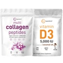 Micro Ingredients Multi Collagen Protein Powder 2lbs & Vitamin D3 5,000 IU Bundle Pack | Grass-Fed Collagen Peptides | Vitamin D as Cholecalciferol