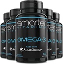 (5 Pack) 更聪明的Omega 3 鱼油,Berry Flavor,Burpless,Tasteeless,2000mg,Potent Triple Struge DHA EPA Brain Omega 3,用AlaskOmega制造 ®