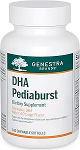 Genestra Brands DHA Pediaburst – Chewable DHA 补编 – 180 Chewable Softgels – 天然橙色火焰