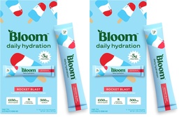 Bloom Daily Hydration Electrolyte Powder Packets with Collagen, 5g Protein, Electrolytes, Vitamins & Minerals, Sugar Free Drink Mix, Rocket Blast, 5 Count (Pack of 2)