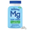 SlowMag Magnesium Glycinate Caplets, 150 Count, Slow-Release, Calm & Stress Support, Healthy Sleep, Gentle on Stomach, Chelated Magnesium Glycinate Supplements for Women & Men
