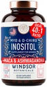 Myo和D-Chiro Inositol补充40:1 比例 - 2 000 mg Myo-Inositol + Maca Root & calming Ashwagandha - 健康产卵支助妇女维生素和生育率补充120 Vegan Capsules