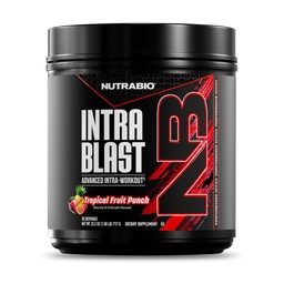 NutraBio Intra Blast Bcaa 氨基酸补充剂, 电解液和水分混合剂, Intra, Pre Workout & Muscle Recovery, 20g Eaa 氨基酸粉, 5g Glutamine-热带果汁, 30 成品