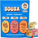 Sousa Protein + Hydration Total Recovery Formula, 20g Protein, 1500mg Electrolytes, Vitamins C, B3, B6, B12, 14 Servings (Variety)