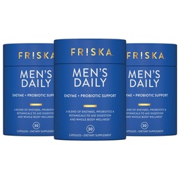 FRISKA 男子日报 消化酶和亲生素补充,自然支持男性消化健康,布洛丁,气体,消化救济,支持古特健康,乳酶和B-维生素,90 Capsules
