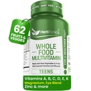Herbtonics Whole Food Teen Vitamins for Energy, Focus & Immune Support - Multivitamin for Teenage Boys & Girls (12-18) with Real Superfoods - Vegan, Plant Based, Non-GMO - 60 Easy Swallow Capsules