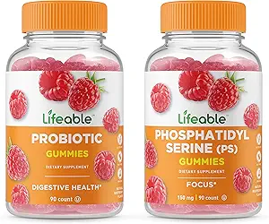 活性磷酸 Ph(PS) + Probiotic 2 亿 CMU, Gummys Bundle - 大品尝,维生素补充,Gluten Free, GMO Free, Chewwable Gummy