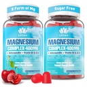 Magnesium Complex Gummies for Women Men 400mg, 8 Forms of Magnesium Glycinate, Citrate, Malate - Sugar Free Calm Magnesium Gummies Supplement with Magnesium Ashwagandha, D3, B12 for Relax,Vegan,120Cts