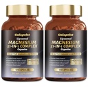 2 Packs Liposomal 1400mg Magnesium Complex (Citrate, Glycinate, Malate etc) Capsule - 12 Active Types Magnesium with Vitamin D3, B6, B12, C, Ashwagandha & CoQ10 for Women & Men -Support Bone & Muscle