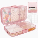 FYY Weekly Pill Organizer with Labels,8 Compartments Travel Daily Pill Case Airtight Moistureproof Large Pill Box to Hold Vitamins, Fish Oil, Supplements,Cotton Swab and Bandages-Pink