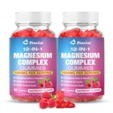 2 Pack Magnesium Complex Gummies with Citrate, Glycinate, Malate, Oxide – Plus Vitamin D3, B6, C, Ashwagandha & CoQ10 – Raspberry Flavor, 120 Count for Women & Men
