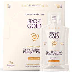 17g 清蛋白 Nano-Hydrolyzed Grass Fed Collagen, 2g Arginine 用于伤员支持, Gluten Free, Sugar Free, 0g Carbs, Orange Creme, 1 fl oz, 24 Pack