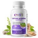 Alliwise Cortisol Supplements for Women & Men - Adrenal Support with Ashwagandha, L-Theanine & Holy Basil for Stress Relief, Mood & Steady Focus - Hormone Balance - 120 Vegan Capsules
