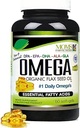 天然Omega-3-6-9 与DPA、EPA、DHA、ALA和GLA以及有机Flax种子油加野生捕捉的天然鱼油混合 - 2 800多毫克强度 - Gluten Free - 在美国制造 - 60 软胶