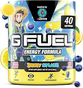 G Fuel PewDiePie Energy Drinking Powder,预研咖啡因混合剂用于赌博,无糖聚焦氨基,维生素+抗氧化剂,9.9oz(Lingonberry, 40 services)