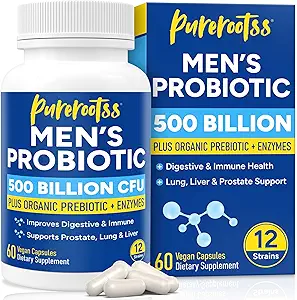 男性的抗生素,500亿CFUS & 12 Strains, Prebiotic & Probiotic, Cranberry, Saw Palmetto, 消化酶, Gut & Bloating, Lung Liver Prostate Support, 30日供应