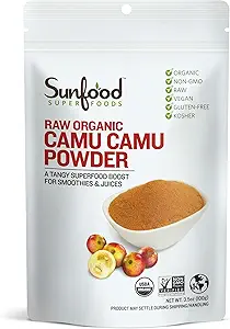 太阳食品超级食品 原始有机卡穆卡穆粉 - 卡穆卡穆粉 - 有机卡穆卡穆卡穆卡穆 Berry 维生素C 果汁和平滑食品 USDA有机,非转基因O - 3.5 oz Bag