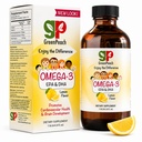 GreenPeach Omega 3 for Kids Liquid Fish Oil - 525mg DHA & 800mg EPA per Serving - Omega 3 Supplement for Children, Toddlers & Babies - Supports Brain & Eye Health - Natural Lemon Flavor, 4 oz