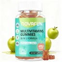 Multivitamin Gummies,16-in-1 Multi Vitamin Supplements for Women, Men & Kids, Essential Vitamins & Minerals for Overall Health, Vegan, Sugar-Free, 60 Count