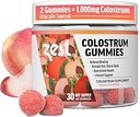 Zest Colostrum Assupport Gummy Chews for addors - 道德源头高IgG for hair Health, Gut, 豁免, Bloating, Skin & Nails - Keto & Gluten Free - Peach Flavor (60 Gummys, 1000mg Colostrum) (英语).