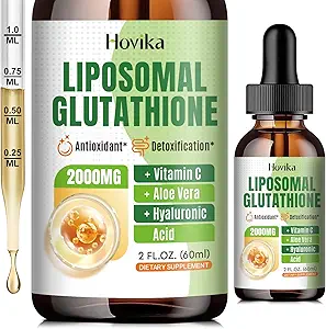 Liposomal Glutathione 补充2000mg,液态Glutathione 滴入维生素C,抗氧化剂用于免疫系统,老化防御,皮肤头部,利弗Detox - 高级吸收,Vegan 2 Fl Oz