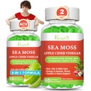 2 Pack Apple Cider Vinegar Gummys, ACV 带有 Sea Moss Gummys 用于代谢, 文摘, Detox, Gut & Immune 健康, 苹果 Flavored - 120 计数