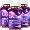 (3 Pack) Glycine Gummies, Glycine 3g With L-theanine & Magnesium Glycinate, Glycine Supplements for Sleep, Detox, Relax, Nerve Support, High Absorption, Sugar Free, Vegan, Non-GMO, Mixed Berry Flavor