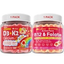 LILICARE Bundle: Vitamin D3 K2 Gummies for Kids 1 Pack & Methyl B12 + L-Methylfolate Gummies 1 Pack