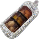 Bling Pill 组织者 - Cute and Compact Pill Box for Purse - Stylish Pill Case with Sparkling Design - 旅行友好药剂持有者 - Slide in/out Design Pill 组织者(银器)
