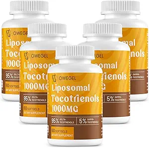 Liposomal Tocotrienols 1000mg - 高生物利用率 维生素E Tocotrienols 补充剂,95% Delta 和5% Gamma Tocotrienol Capsules 支持皮,骨,抗氧化剂300 软胶