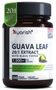 Guava Leaf Capsules 1000mg 120 Count Guava Leaf Extract 20:1 with Black Pepper Herbal Supplement Plant Based Botanical Capsules Vegan Non GMO