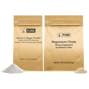 PURE ORIGINAL INGREDIENTS Marine Collagen & Magnesium Citrate Bundle (1lb), Dietary Supplements, Fine Powders
