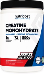 Nutricost Creatine Monohydrate Powder (Red Alert, 500 Gram) - Micronized Creatine Supplement, Vegan, GMO-Free, Gluten-Free, 72 Servings