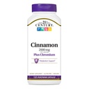 21世纪 Mg 肉桂2000 + Chromium Vegetarian Capsules (120 Counter), 肉桂补充剂支持糖和碳水化合物代谢,无胶原,无GMO,无添加人工火焰