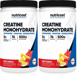 Nutricost Creatine Monohydrate Powder (Fruit Punch, 500 Gram) (Pack of 2)
