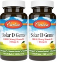 Carlson Labs Solar D Gems Natural Vitamin D3, 2000 IU, 120 Softgels (Pack of 2)
